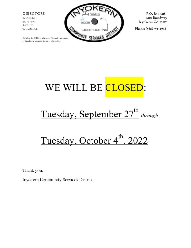 ICSD Closed Notification for 09-2022